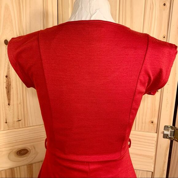 VTG Rue 21 Red Short Mini Dress Sz S Cap Sleeves Y2K 90s Feminine Valentines Day - Picture 7 of 10